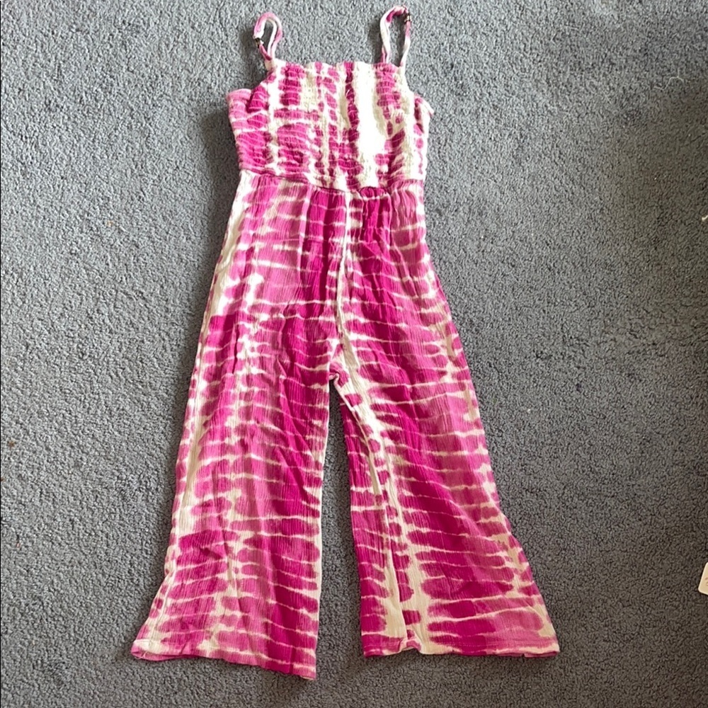 Japna Pink and White Tie-Dye Jumpsuit